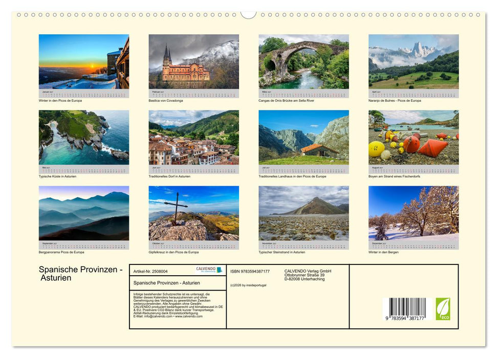 Spanische Provinzen - Asturien (CALVENDO Premium Wandkalender 2027)