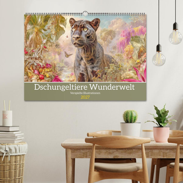 Dschungeltiere Wunderwelt - Verspielte Illustrationen (CALVENDO Wandkalender 2027)
