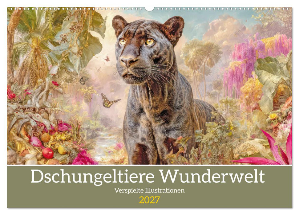 Dschungeltiere Wunderwelt - Verspielte Illustrationen (CALVENDO Wandkalender 2027)