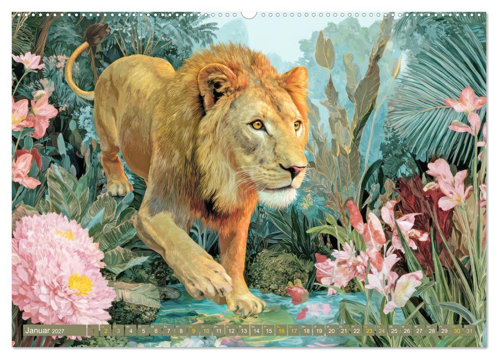 Dschungeltiere Wunderwelt - Verspielte Illustrationen (CALVENDO Wandkalender 2027)