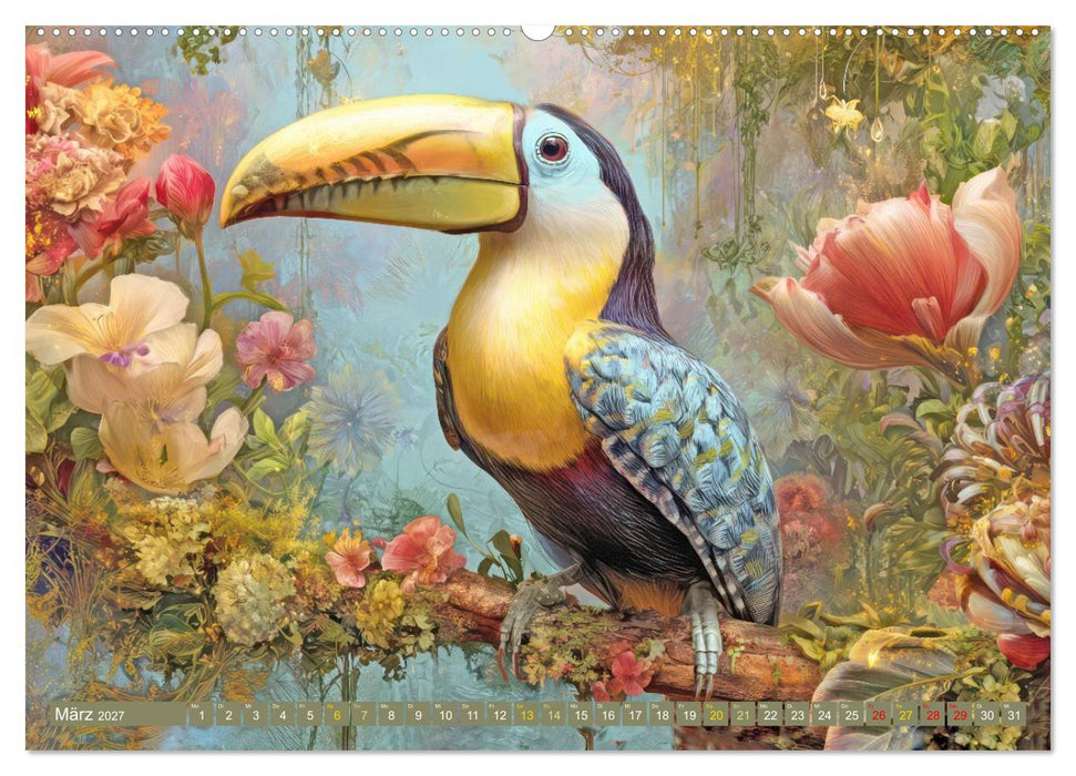 Dschungeltiere Wunderwelt - Verspielte Illustrationen (CALVENDO Wandkalender 2027)