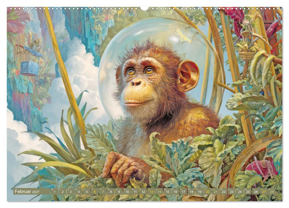 Dschungeltiere Wunderwelt - Verspielte Illustrationen (CALVENDO Premium Wandkalender 2027)