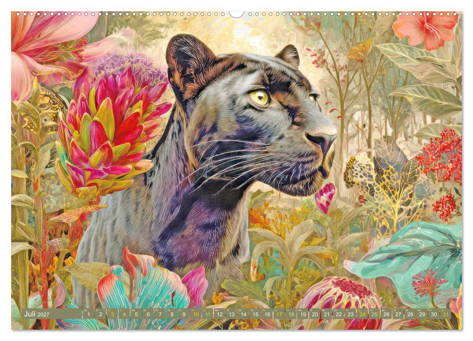 Dschungeltiere Wunderwelt - Verspielte Illustrationen (CALVENDO Premium Wandkalender 2027)