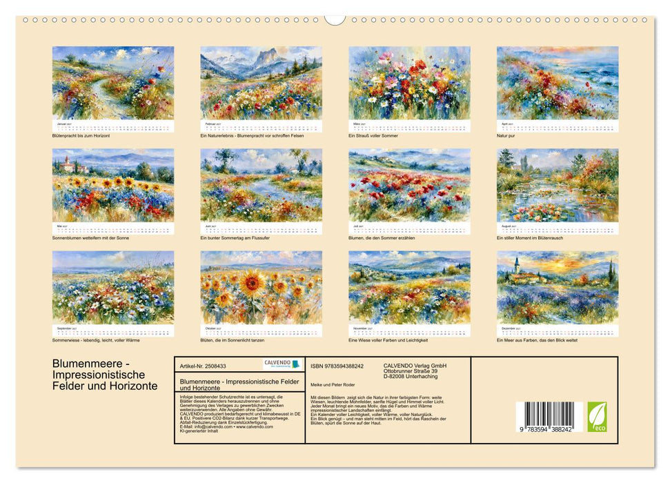 Blumenmeere - Impressionistische Felder und Horizonte (CALVENDO Premium Wandkalender 2027)
