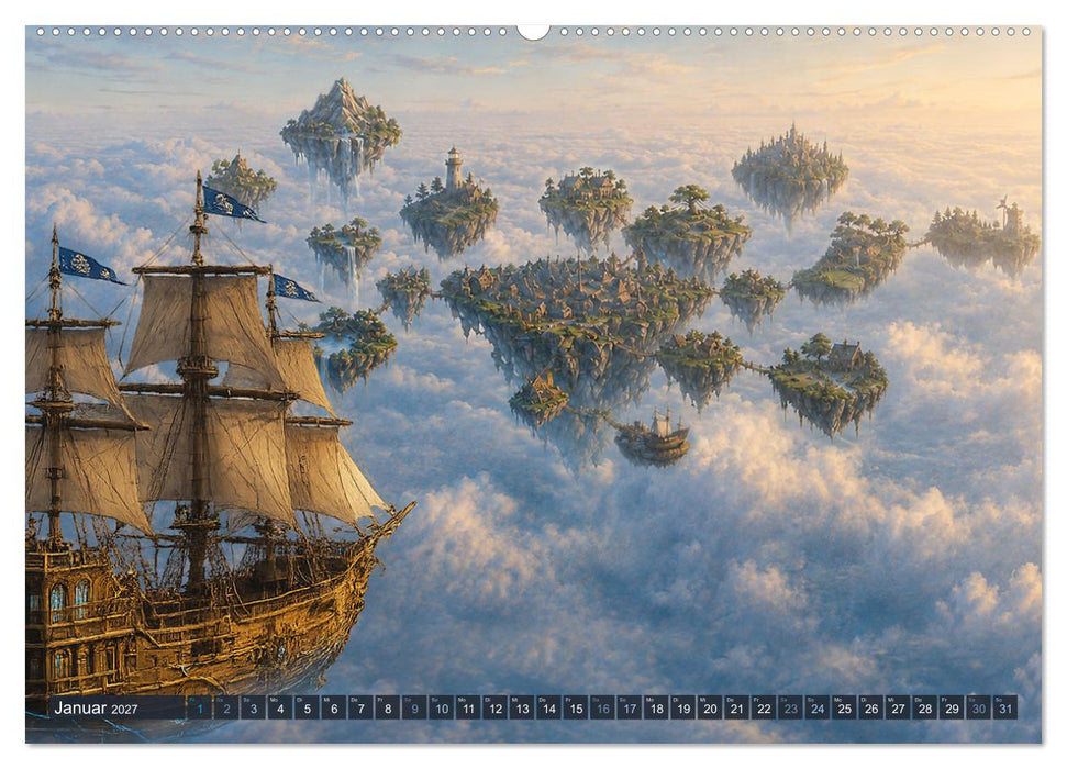 Die schwebenden Inseln von Caelora (CALVENDO Premium Wandkalender 2027)