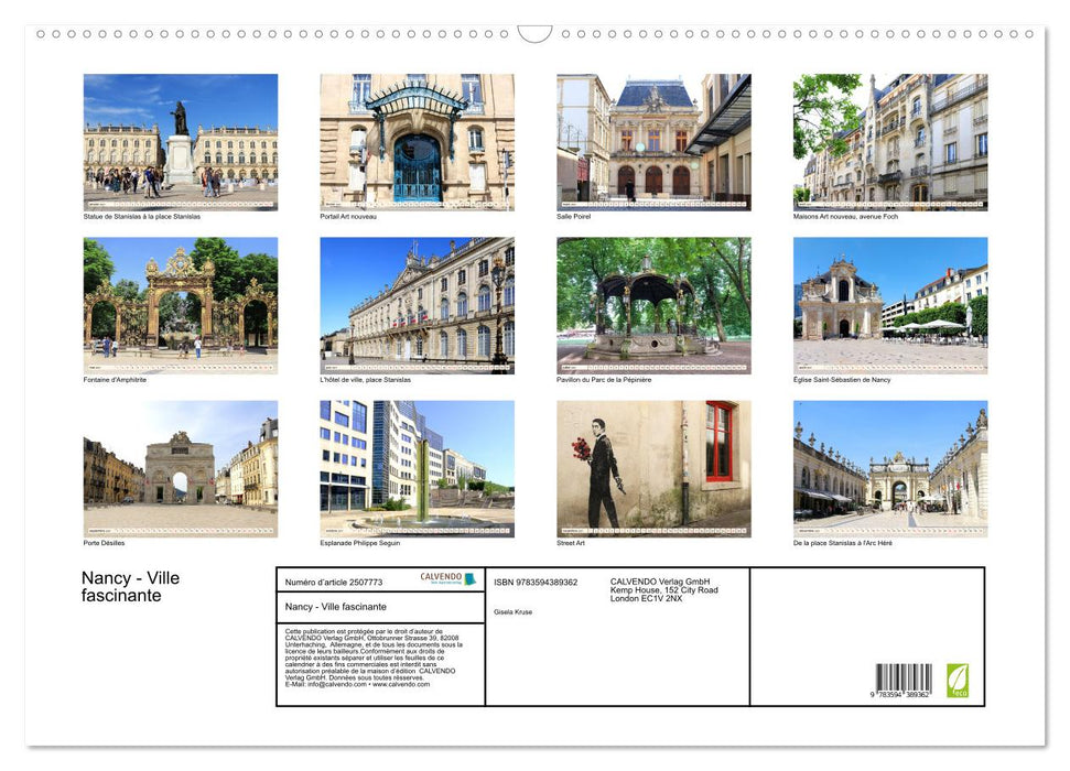Nancy - Ville fascinante (CALVENDO Calendrier mensuel 2027)