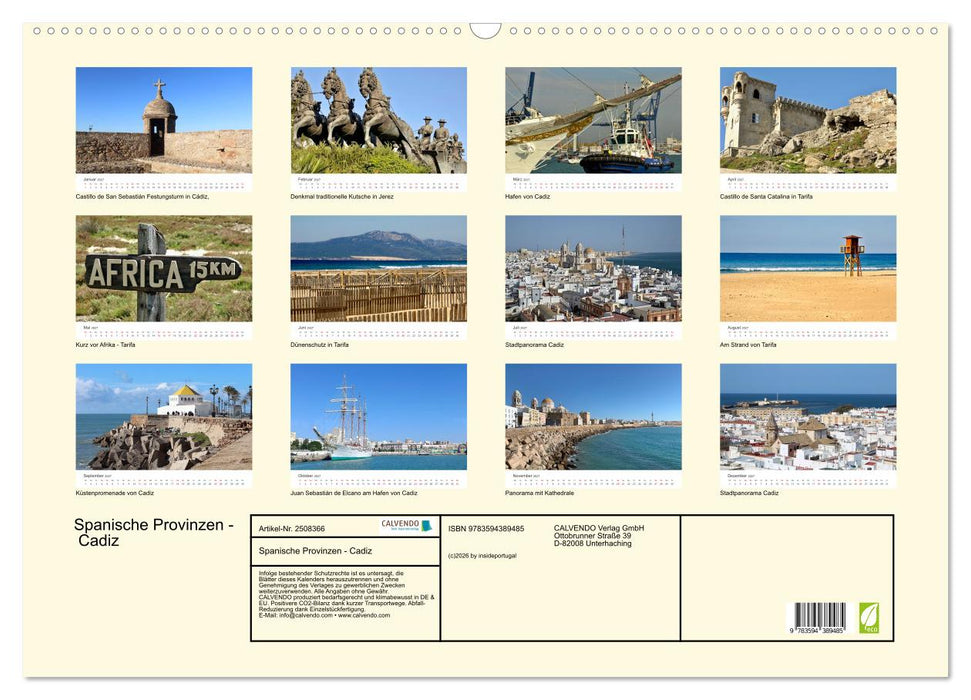 Spanische Provinzen - Cadiz (CALVENDO Wandkalender 2027)