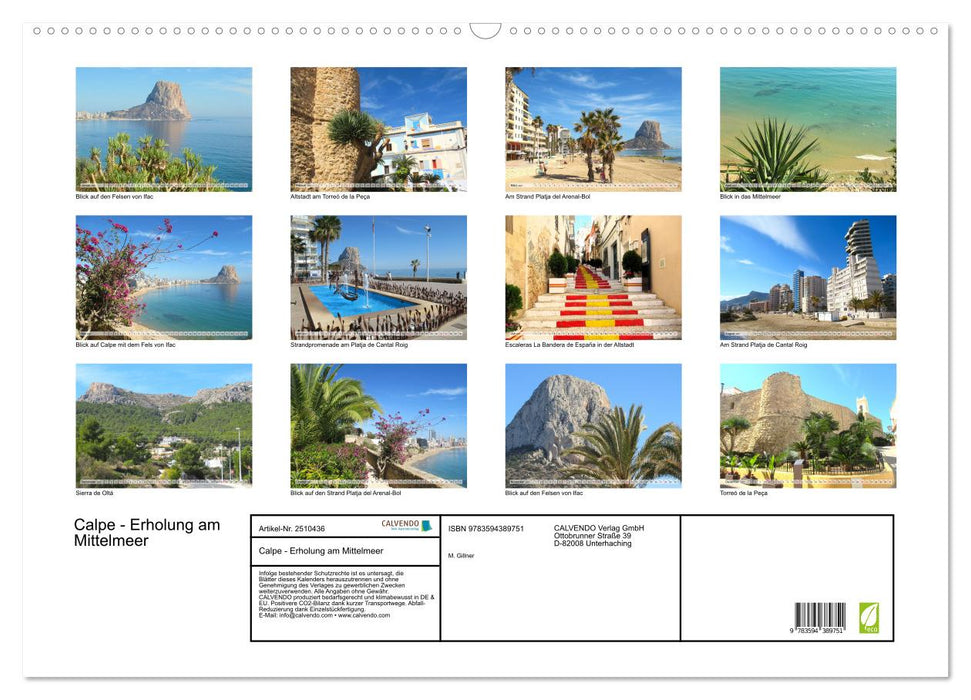 Calpe - Erholung am Mittelmeer (CALVENDO Wandkalender 2027)