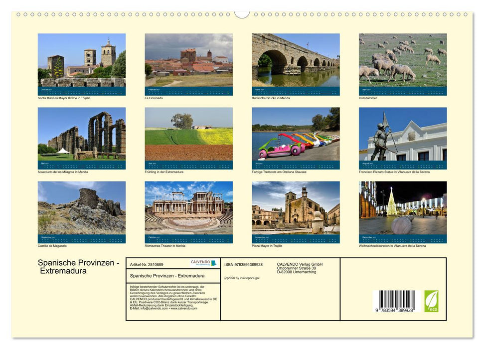 Spanische Provinzen - Extremadura (CALVENDO Premium Wandkalender 2027)