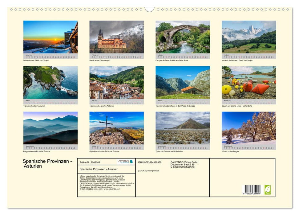 Spanische Provinzen - Asturien (CALVENDO Wandkalender 2027)