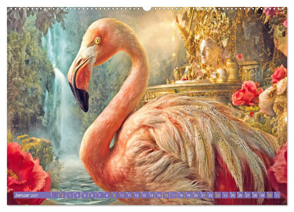 Flamingos - Märchenhafte Illustrationen (CALVENDO Wandkalender 2027)