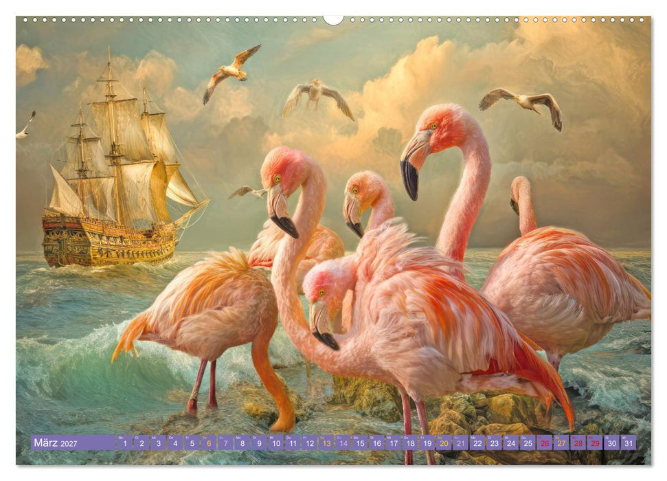Flamingos - Märchenhafte Illustrationen (CALVENDO Wandkalender 2027)