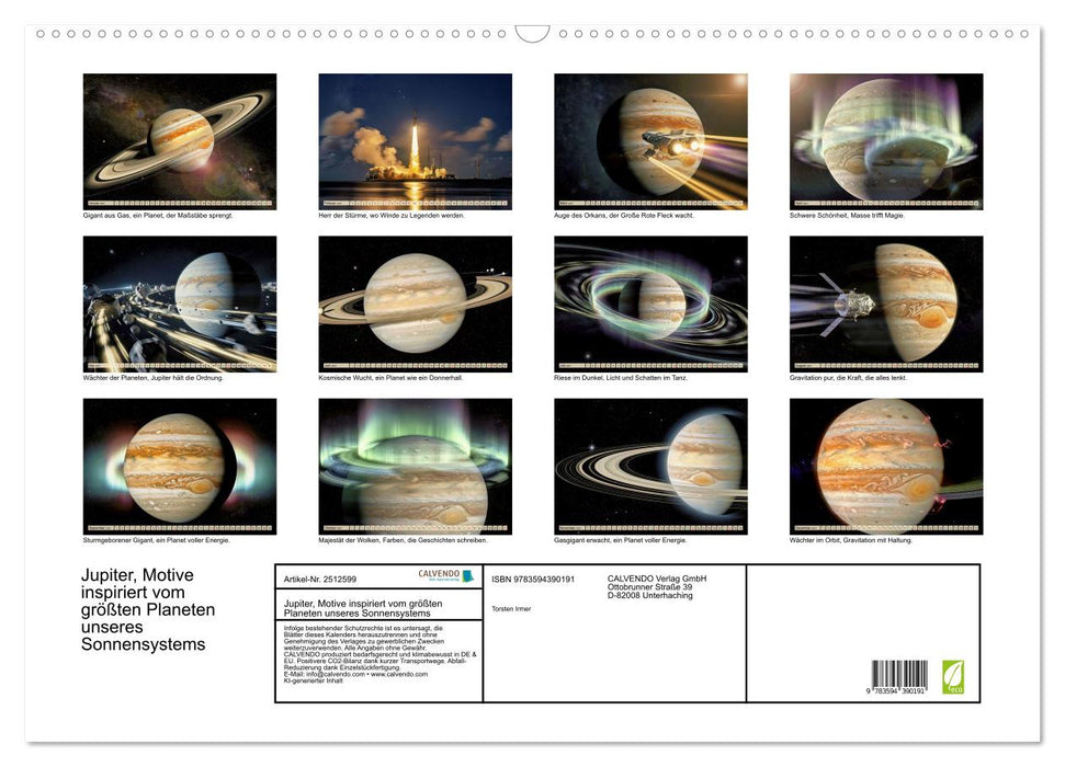 Jupiter, Motive inspiriert vom größten Planeten unseres Sonnensystems (CALVENDO Wandkalender 2027)