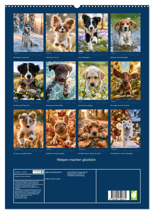 Welpen machen glücklich (CALVENDO Premium Wandkalender 2027)