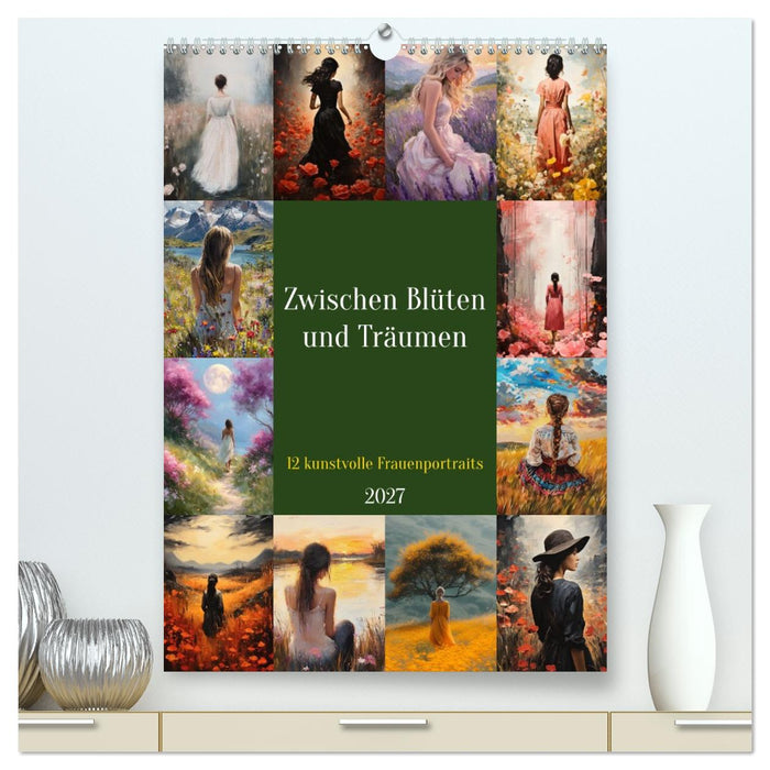 Zwischen Blüten und Träumen - 12 kunstvolle Frauenportraits (CALVENDO Premium Wandkalender 2027)