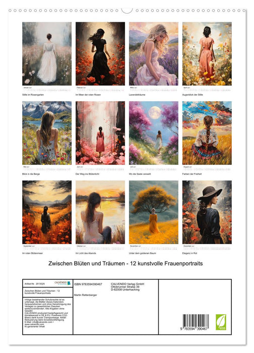 Zwischen Blüten und Träumen - 12 kunstvolle Frauenportraits (CALVENDO Premium Wandkalender 2027)
