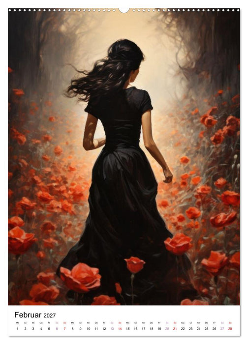 Zwischen Blüten und Träumen - 12 kunstvolle Frauenportraits (CALVENDO Premium Wandkalender 2027)