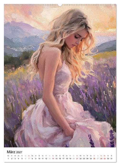 Zwischen Blüten und Träumen - 12 kunstvolle Frauenportraits (CALVENDO Premium Wandkalender 2027)