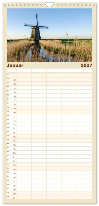 Im Zauber der Niederlande - Tulpenmeer und Windmühlen (CALVENDO Familienplaner 2027)