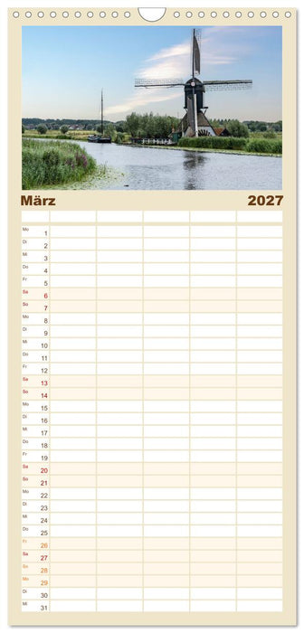Im Zauber der Niederlande - Tulpenmeer und Windmühlen (CALVENDO Familienplaner 2027)