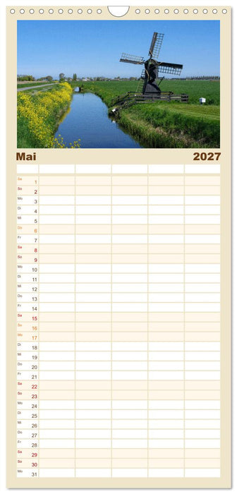Im Zauber der Niederlande - Tulpenmeer und Windmühlen (CALVENDO Familienplaner 2027)