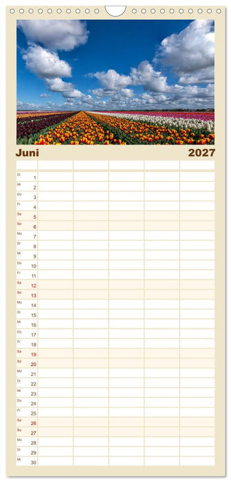 Im Zauber der Niederlande - Tulpenmeer und Windmühlen (CALVENDO Familienplaner 2027)