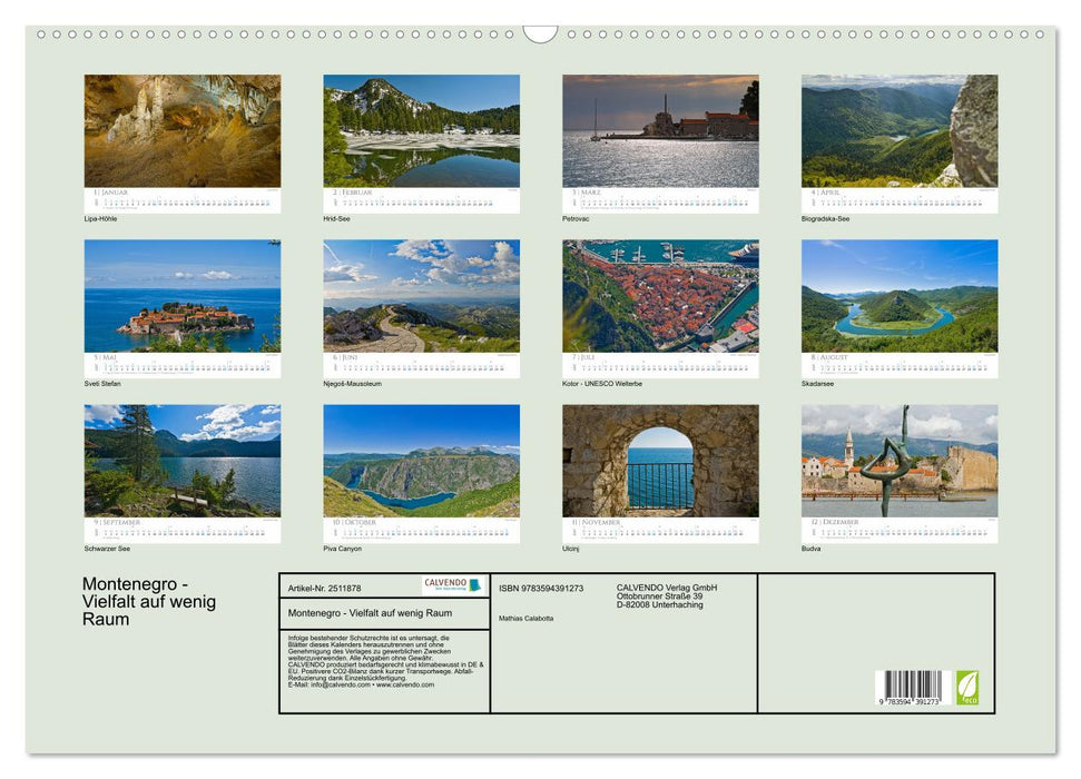 Montenegro - Vielfalt auf wenig Raum (CALVENDO Wandkalender 2027)