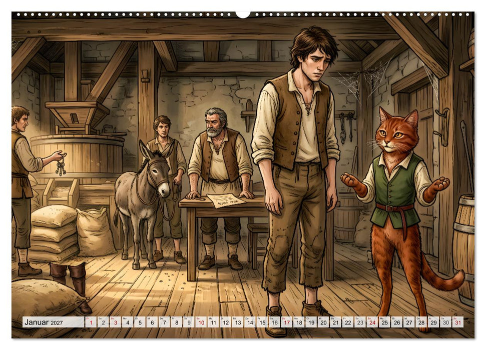 Der gestiefelte Kater – Ein Märchen von Mut und List (CALVENDO Premium Wandkalender 2027)
