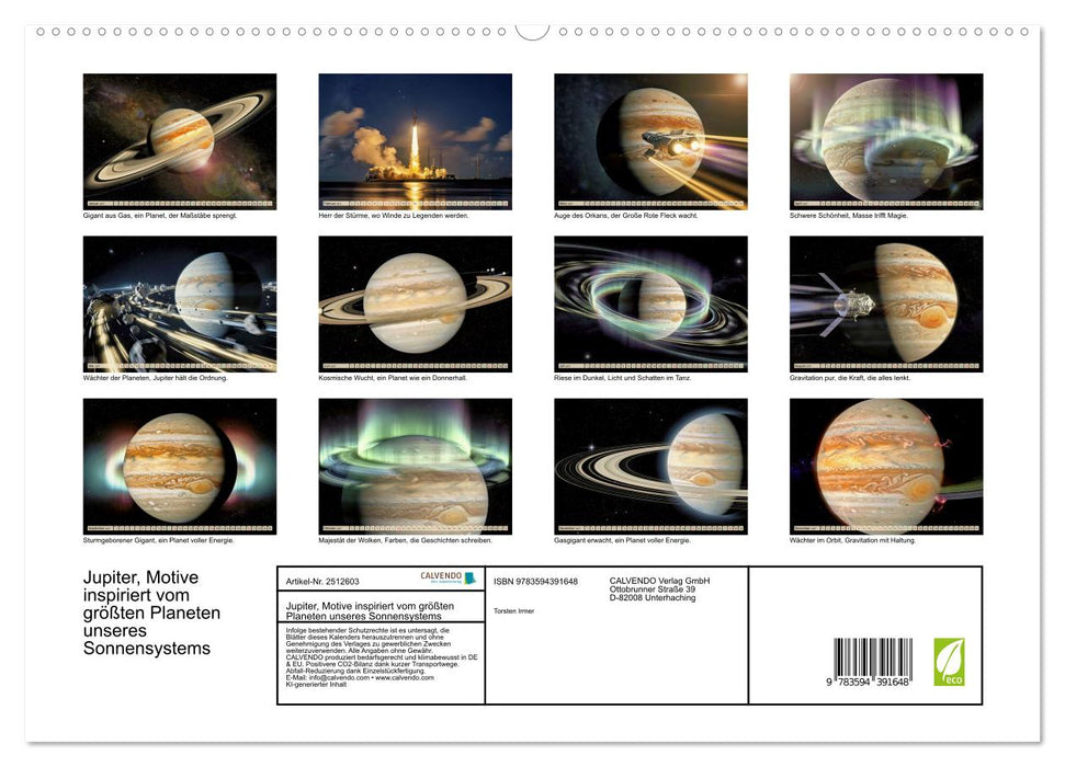 Jupiter, Motive inspiriert vom größten Planeten unseres Sonnensystems (CALVENDO Premium Wandkalender 2027)