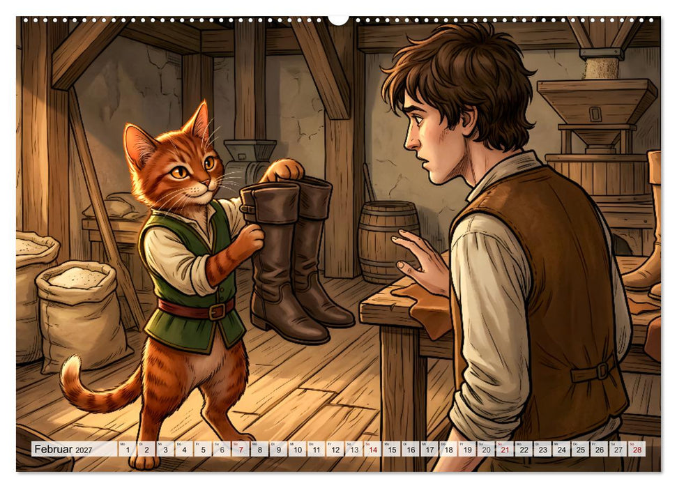 Der gestiefelte Kater – Ein Märchen von Mut und List (CALVENDO Wandkalender 2027)