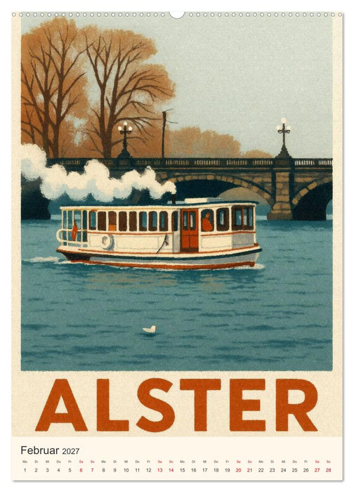 City Poster Hamburg - Stilisierte Impressionen der Hansestadt (CALVENDO Premium Wandkalender 2027)