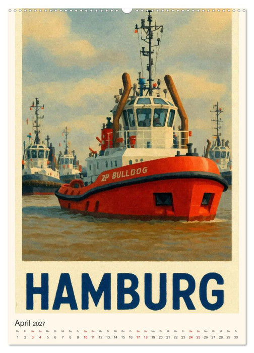 City Poster Hamburg - Stilisierte Impressionen der Hansestadt (CALVENDO Premium Wandkalender 2027)