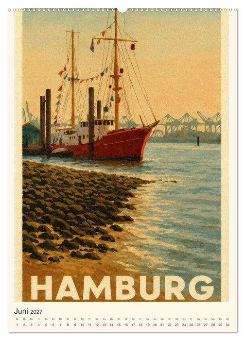 City Poster Hamburg - Stilisierte Impressionen der Hansestadt (CALVENDO Premium Wandkalender 2027)