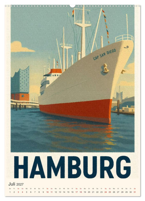 City Poster Hamburg - Stilisierte Impressionen der Hansestadt (CALVENDO Premium Wandkalender 2027)