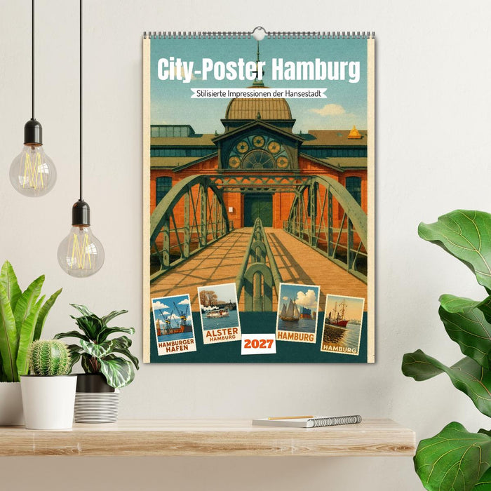 City Poster Hamburg - Stilisierte Impressionen der Hansestadt (CALVENDO Wandkalender 2027)