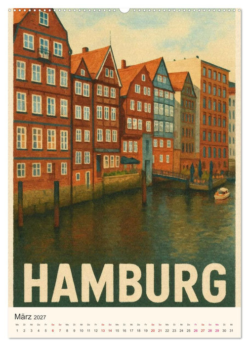 City Poster Hamburg - Stilisierte Impressionen der Hansestadt (CALVENDO Wandkalender 2027)