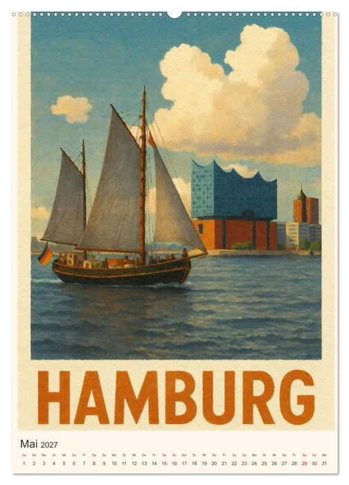 City Poster Hamburg - Stilisierte Impressionen der Hansestadt (CALVENDO Wandkalender 2027)