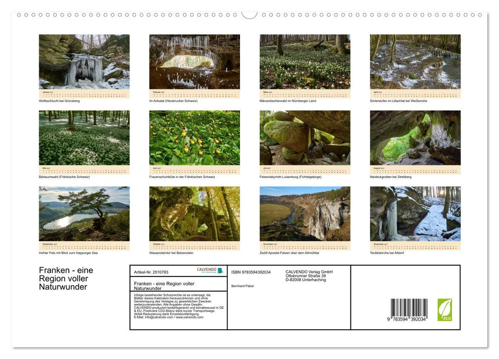 Franken - eine Region voller Naturwunder (CALVENDO Premium Wandkalender 2027)