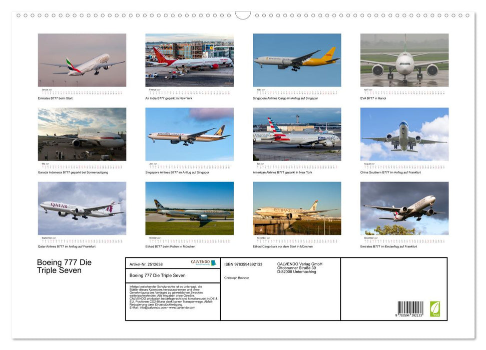 Boeing 777 Die Triple Seven (CALVENDO Wandkalender 2027)