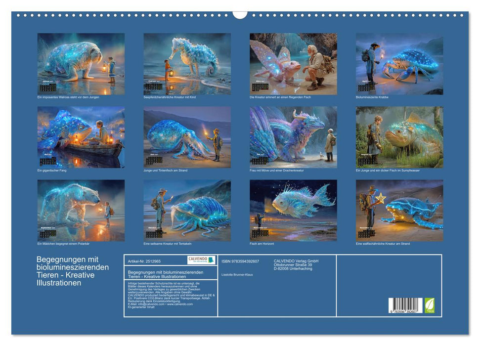 Begegnungen mit biolumineszierenden Tieren - Kreative Illustrationen (CALVENDO Wandkalender 2027)