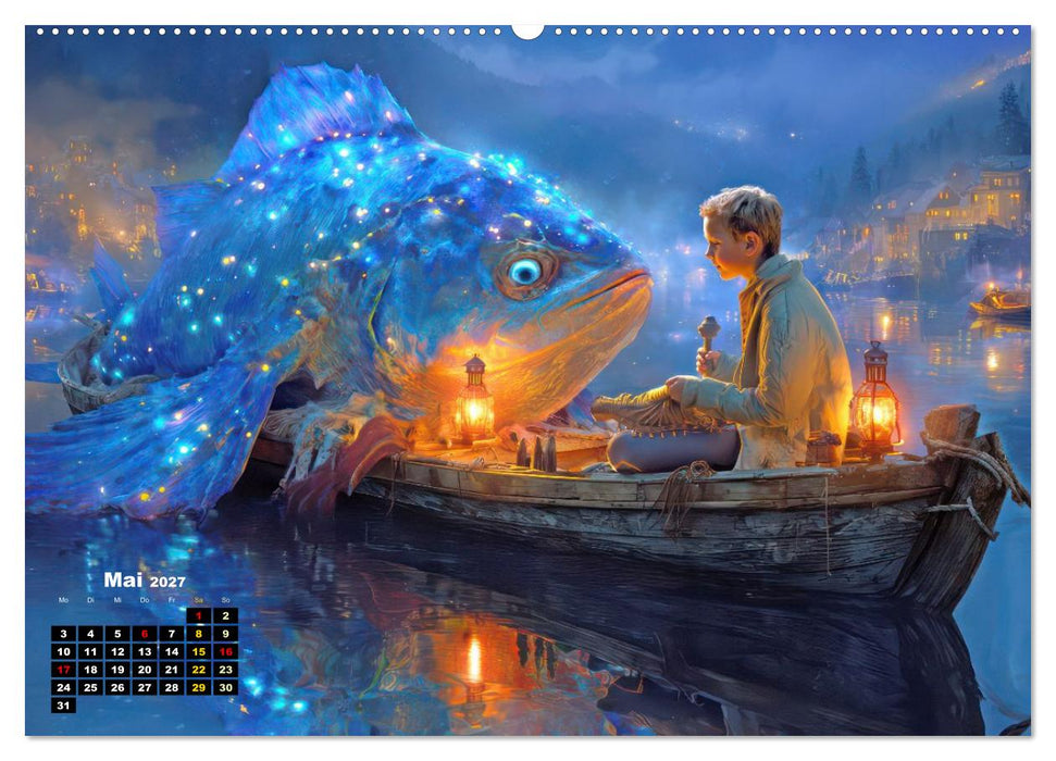 Begegnungen mit biolumineszierenden Tieren - Kreative Illustrationen (CALVENDO Wandkalender 2027)