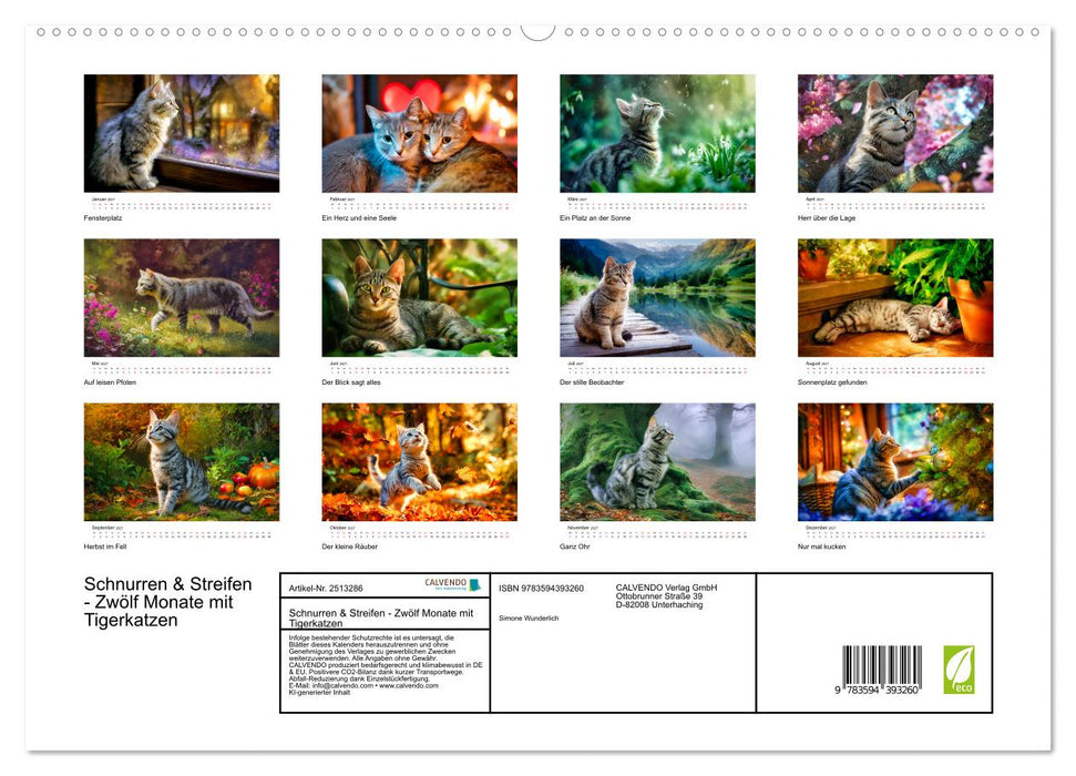 Schnurren & Streifen - Zwölf Monate mit Tigerkatzen (CALVENDO Premium Wandkalender 2027)
