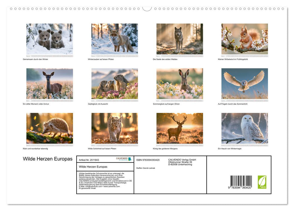 Wilde Herzen Europas (CALVENDO Premium Wandkalender 2027)