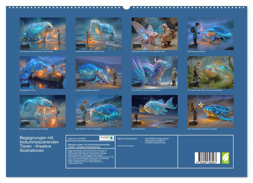 Begegnungen mit biolumineszierenden Tieren - Kreative Illustrationen (CALVENDO Premium Wandkalender 2027)