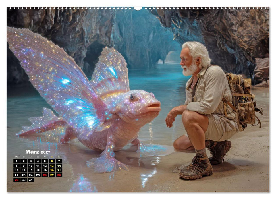 Begegnungen mit biolumineszierenden Tieren - Kreative Illustrationen (CALVENDO Premium Wandkalender 2027)