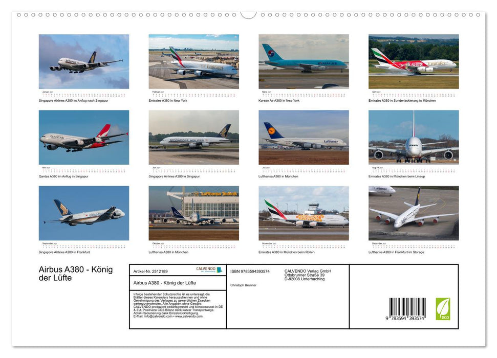 Airbus A380 - König der Lüfte (CALVENDO Premium Wandkalender 2027)