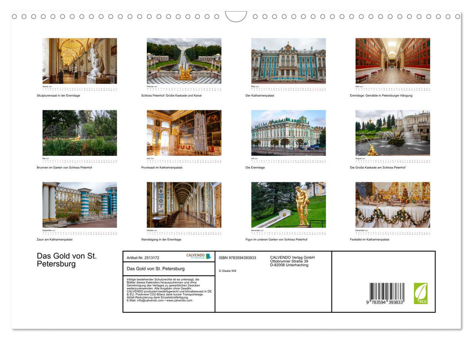 Das Gold von St. Petersburg (CALVENDO Wandkalender 2027)