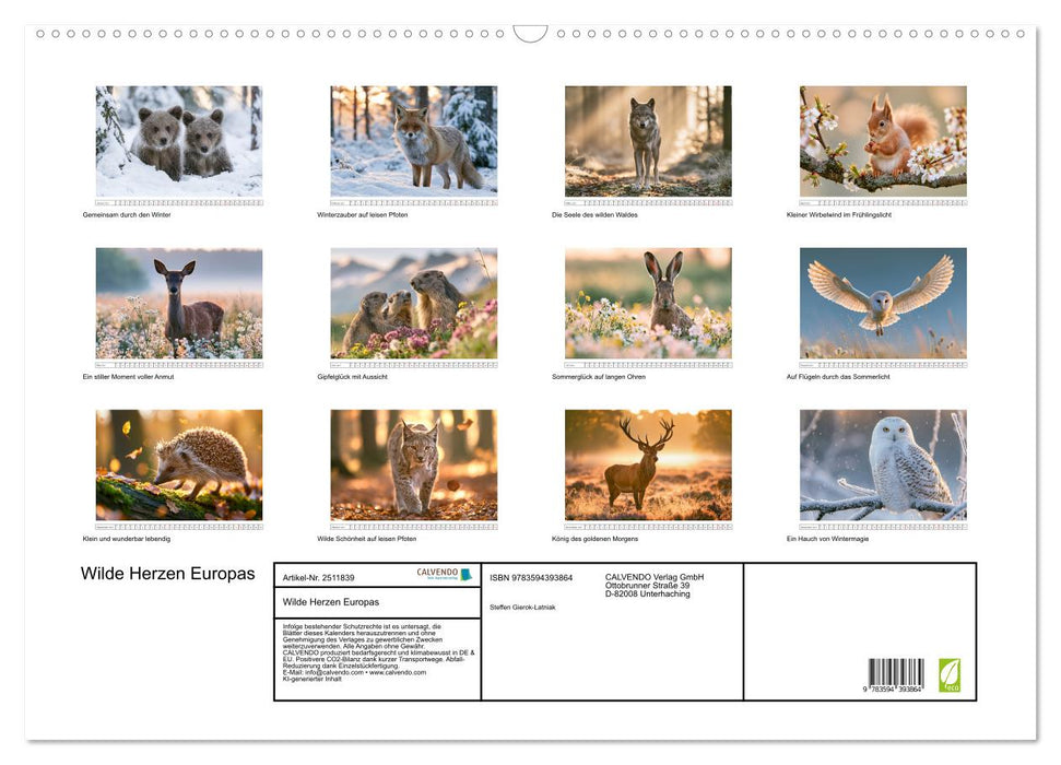 Wilde Herzen Europas (CALVENDO Wandkalender 2027)