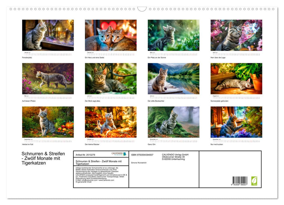 Schnurren & Streifen - Zwölf Monate mit Tigerkatzen (CALVENDO Wandkalender 2027)