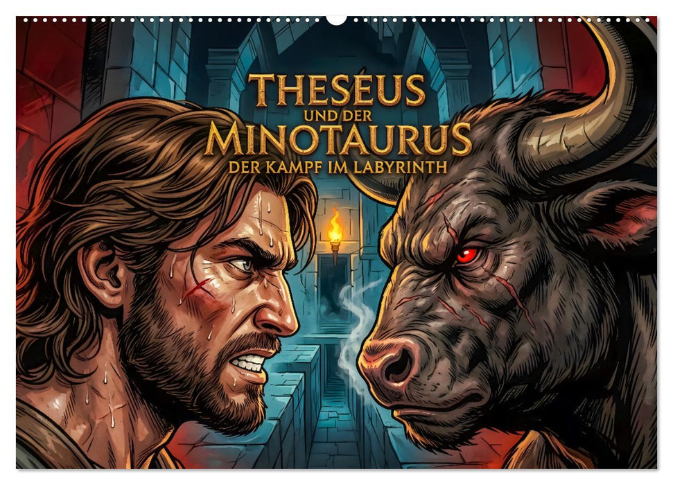 Theseus und der Minotaurus - Der Kampf im Labyrinth (CALVENDO Wandkalender 2027)
